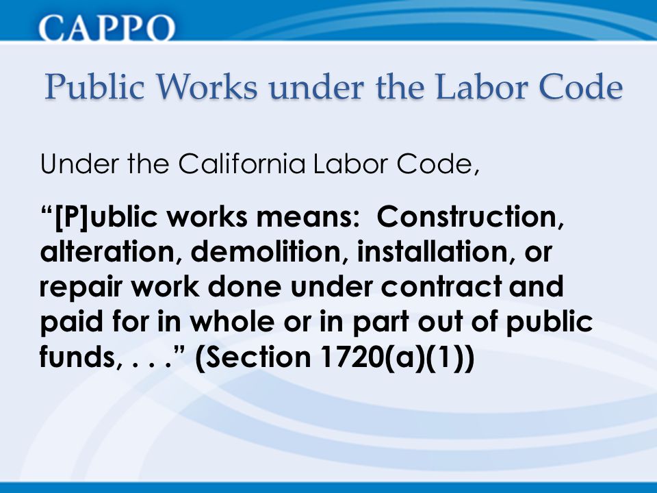 Public Works under the Labor Code