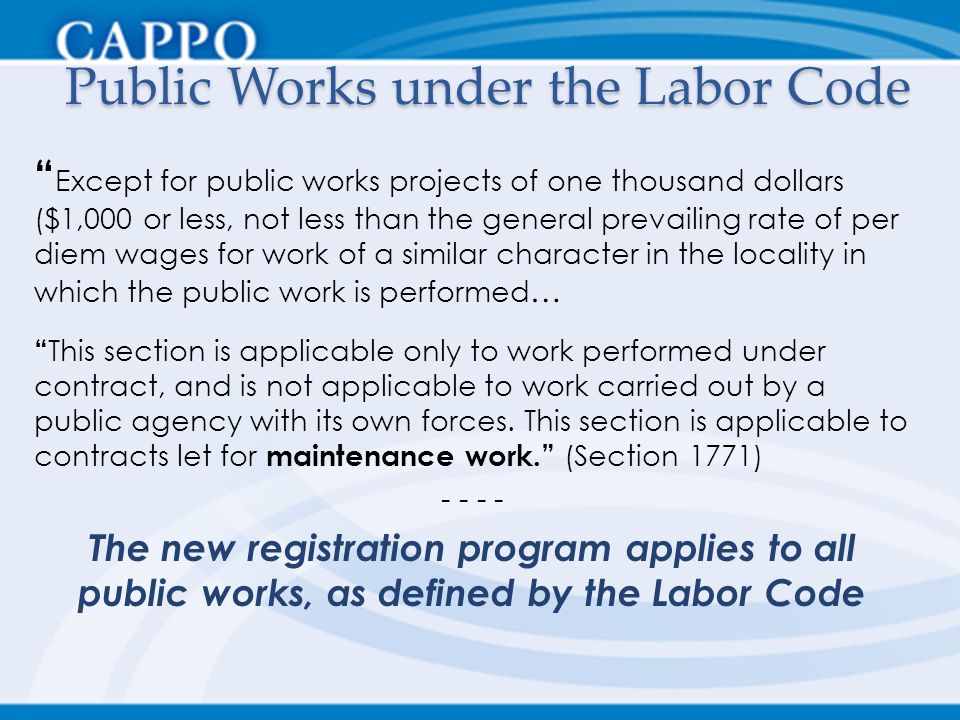Public Works under the Labor Code