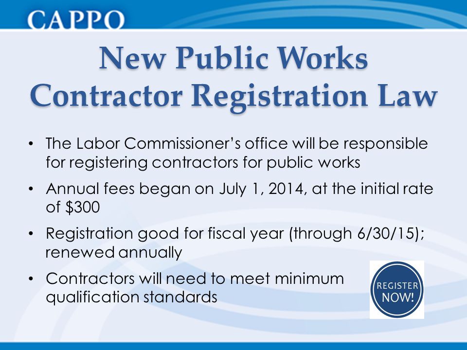 New Public Works Contractor Registration Law