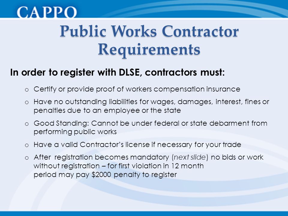 Public Works Contractor Requirements