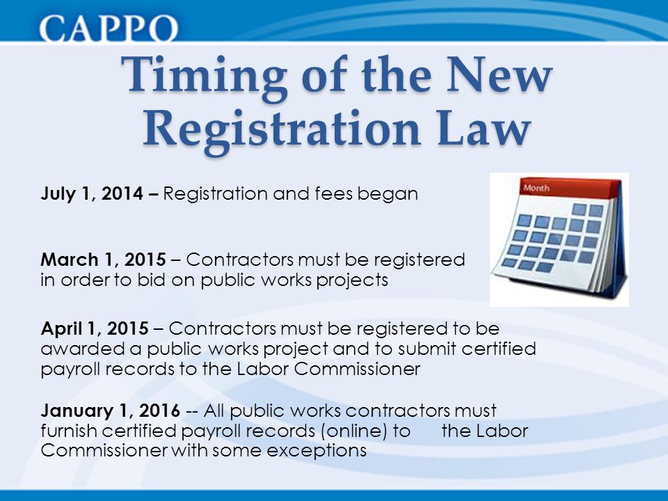 Timing of the New Registration Law