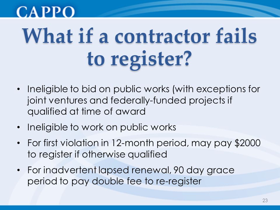 What if a contractor fails to register