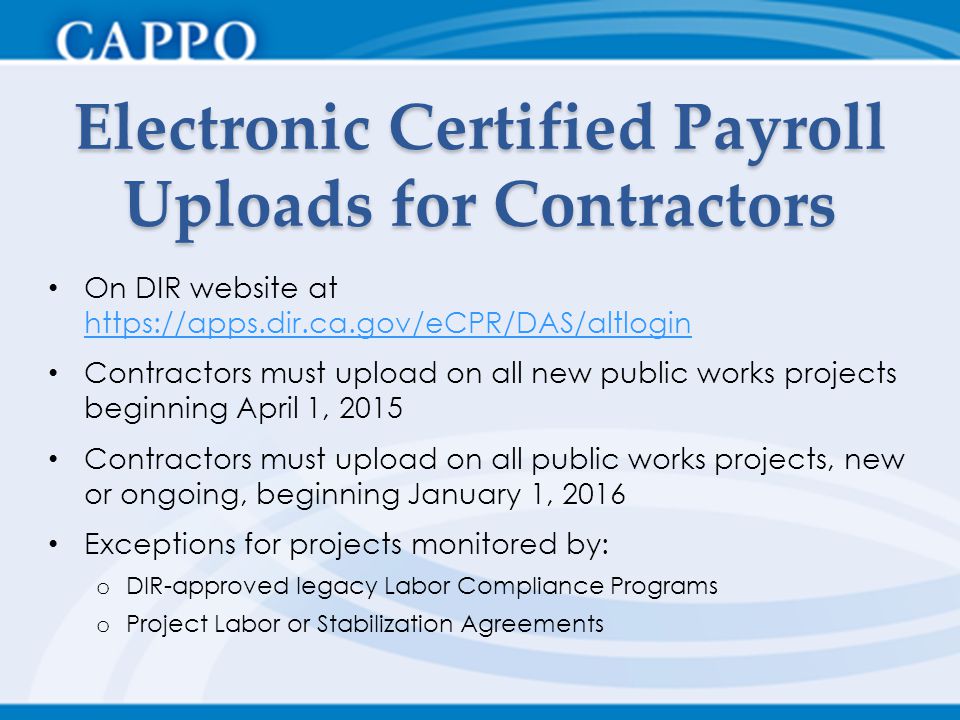 Electronic Certified Payroll Uploads for Contractors