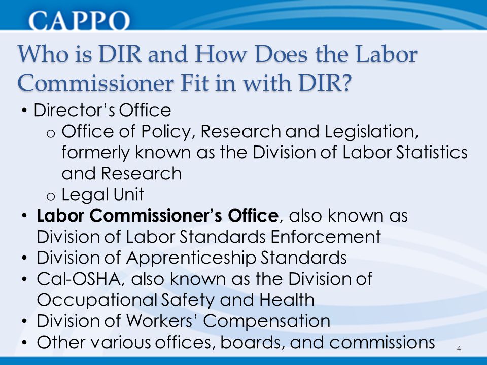 Who is DIR and How Does the Labor Commissioner Fit in with DIR