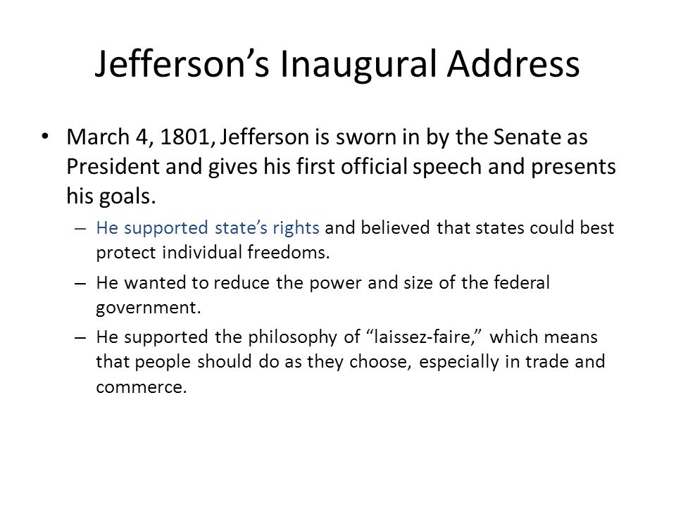 Jefferson’s Inaugural Address