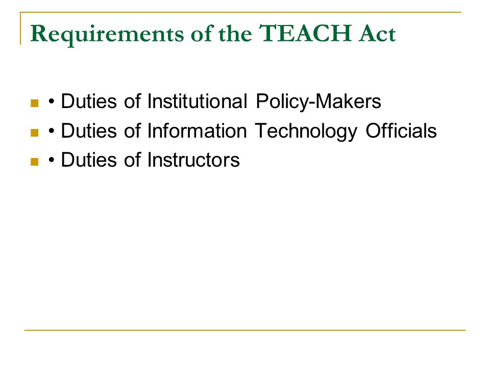 Requirements of the TEACH Act