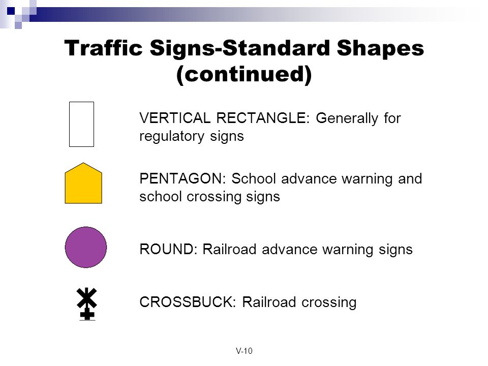 Traffic Signs-Standard Shapes (continued)