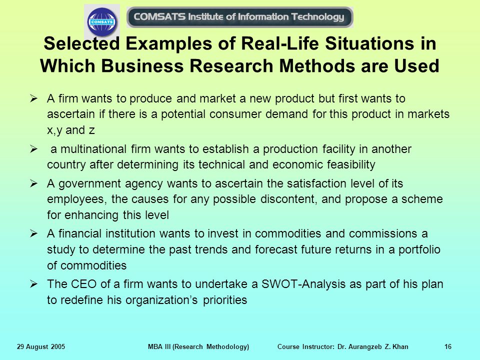 business research methods examples
