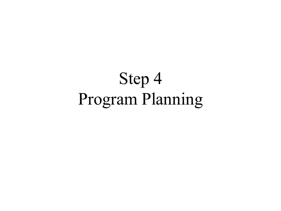 Step 4 Program Planning