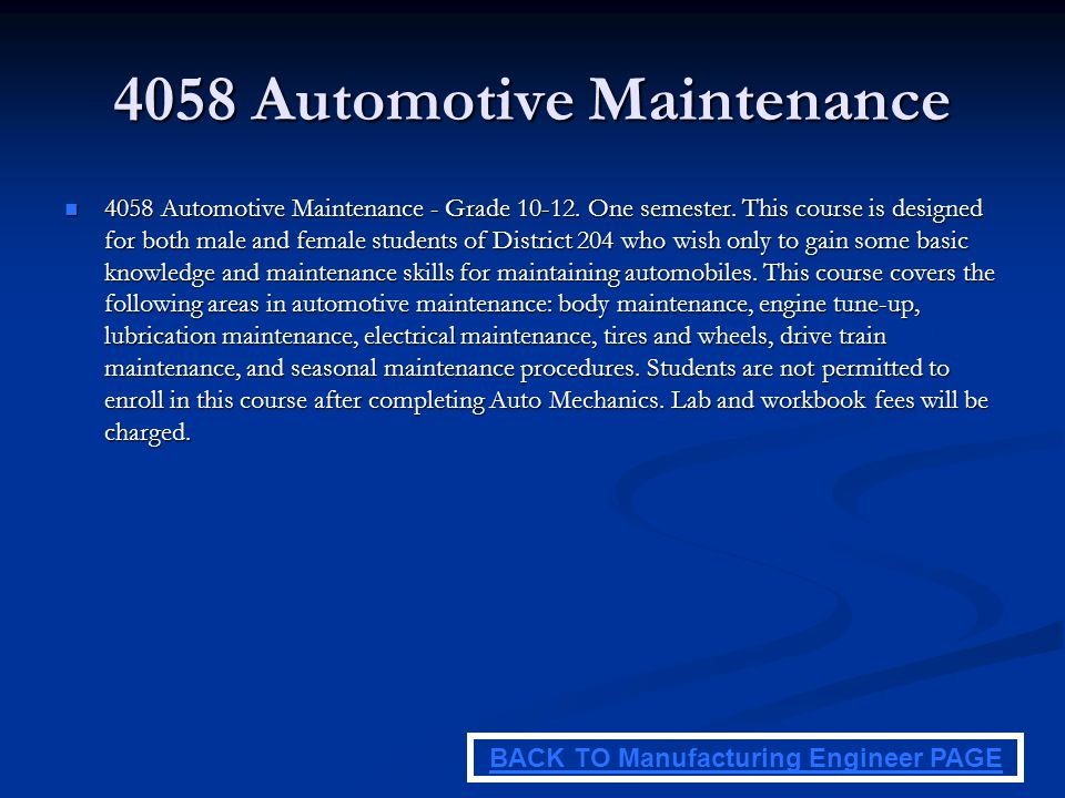 4058 Automotive Maintenance