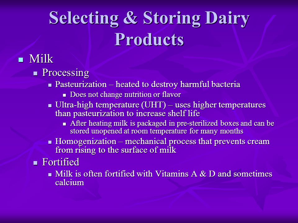 Selecting & Storing Dairy Products