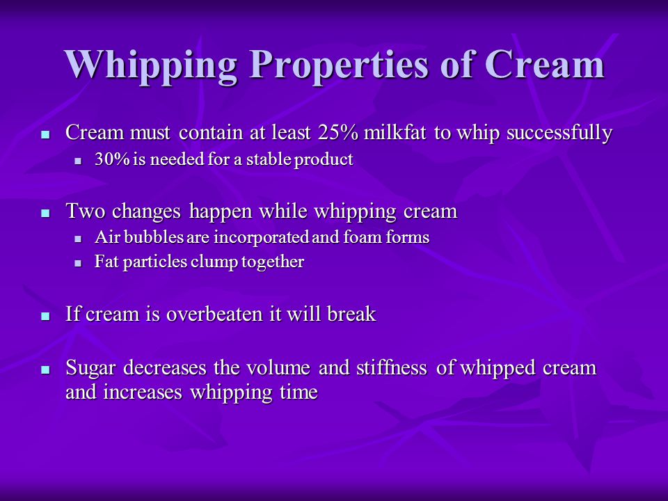 Whipping Properties of Cream