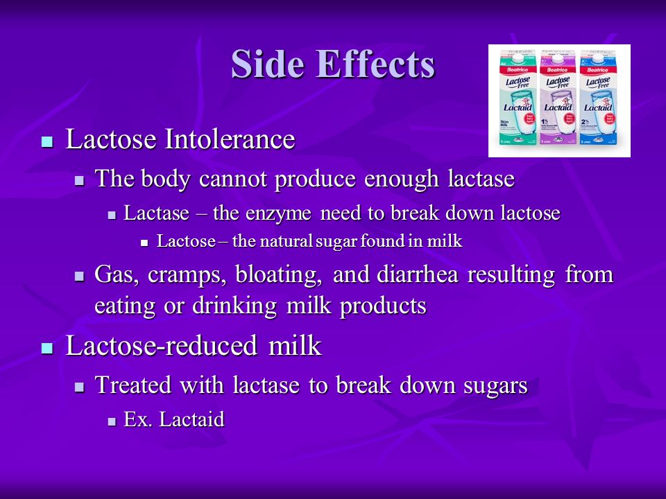 Side Effects Lactose Intolerance Lactose-reduced milk
