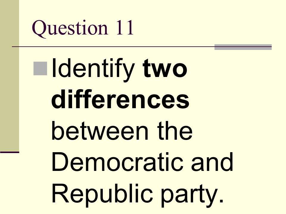 Identify two differences between the Democratic and Republic party.