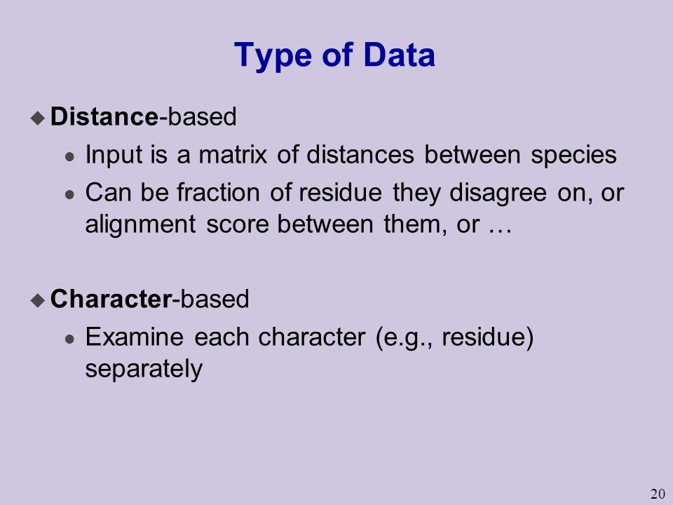 Type of Data Distance-based