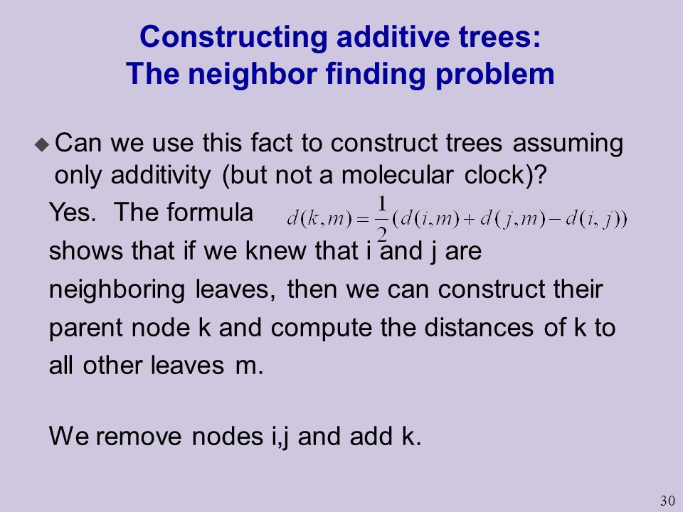 Constructing additive trees: The neighbor finding problem