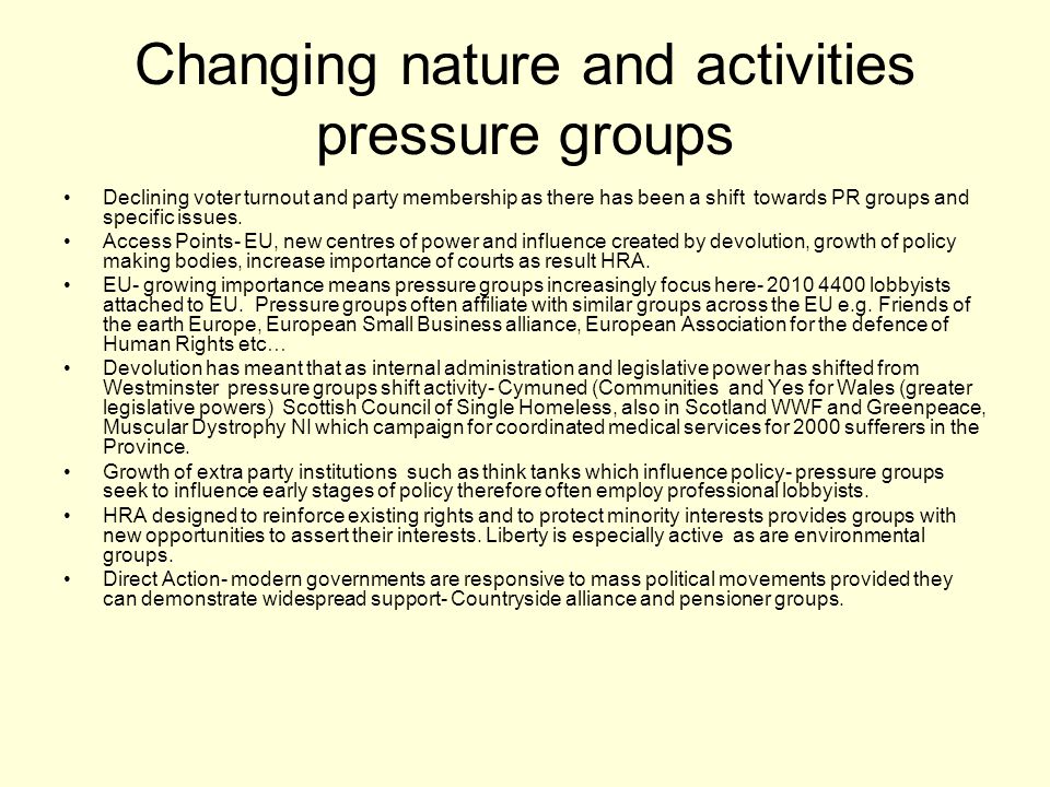 pressure group activity