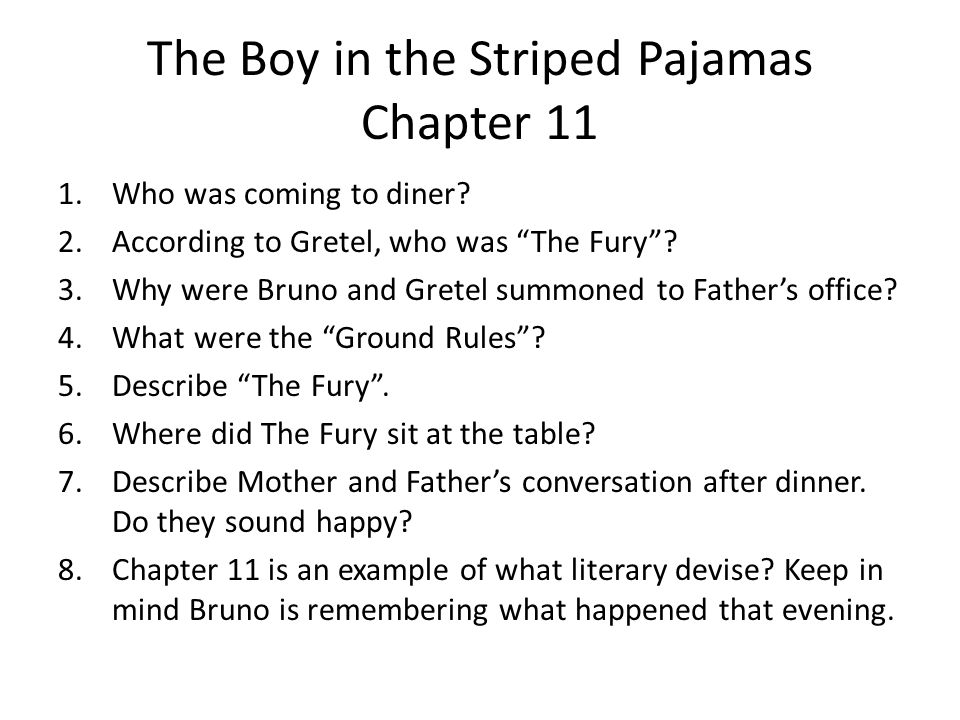 Chapter 4 Questions 1. What did Bruno and Gretel see outside the window? 2.  describe what they saw on the other side of the fence. 3. Why was Bruno  “quietly. - ppt download