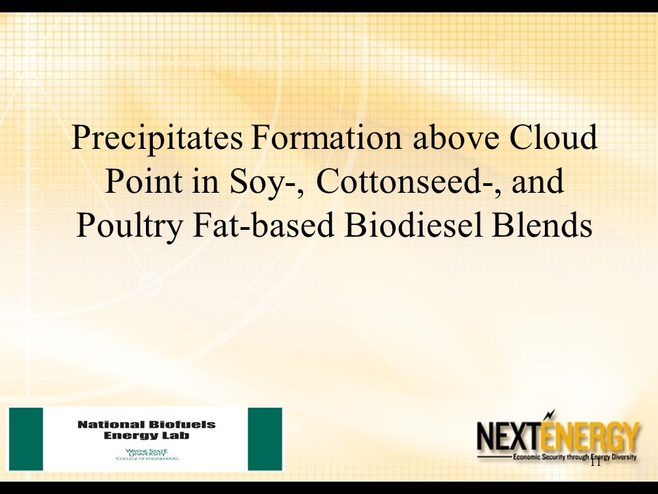 Precipitates Formation above Cloud Point in Soy-, Cottonseed-, and Poultry Fat-based Biodiesel Blends