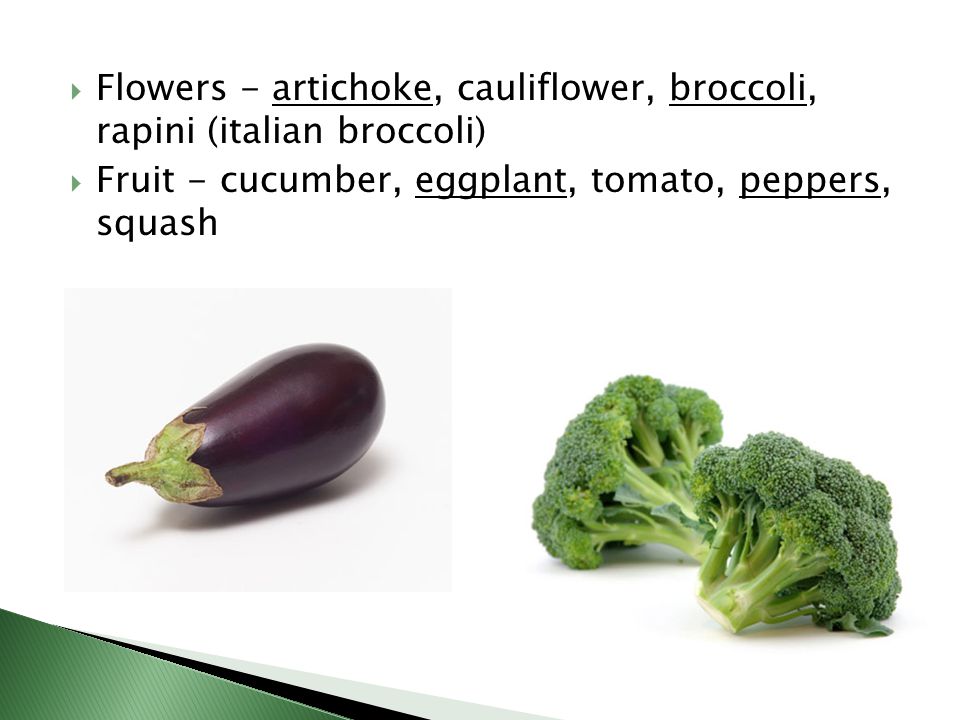 Flowers - artichoke, cauliflower, broccoli, rapini (italian broccoli)