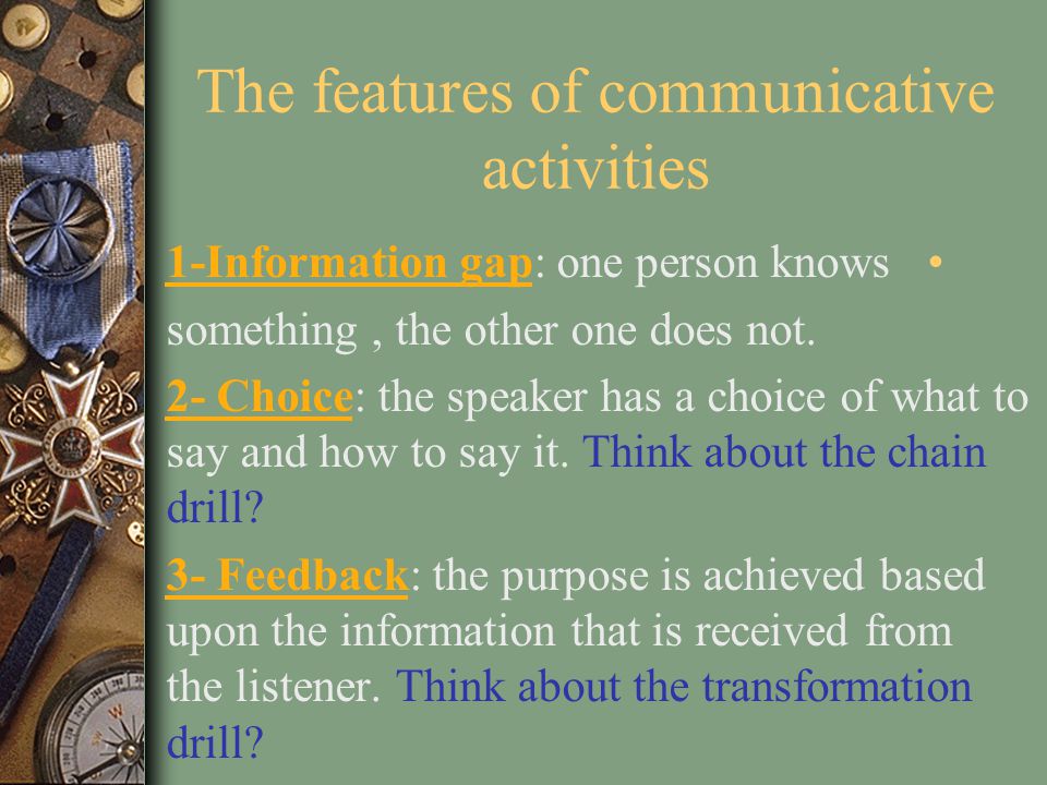 The features of communicative activities