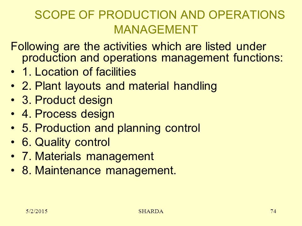 scope of production management