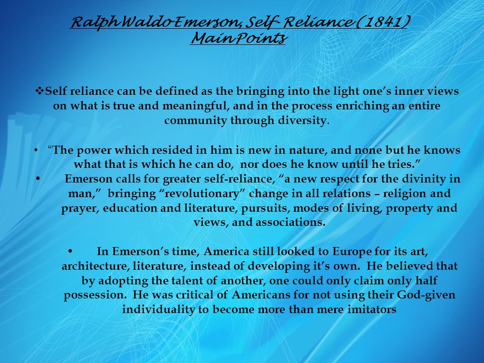meaning of self reliance by ralph waldo emerson