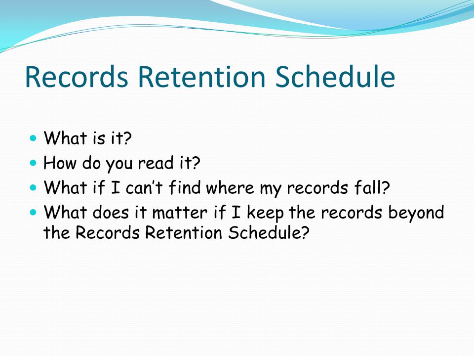 Records Retention Schedule
