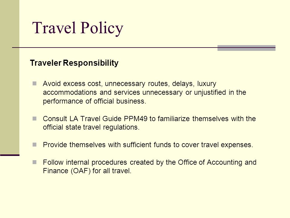Travel Policy Traveler Responsibility