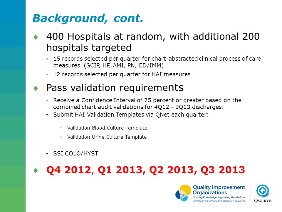 Background, cont. 400 Hospitals at random, with additional 200 hospitals targeted.