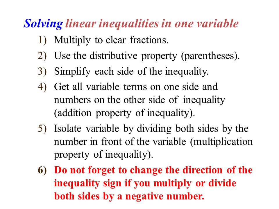 Solving linear inequalities in one variable