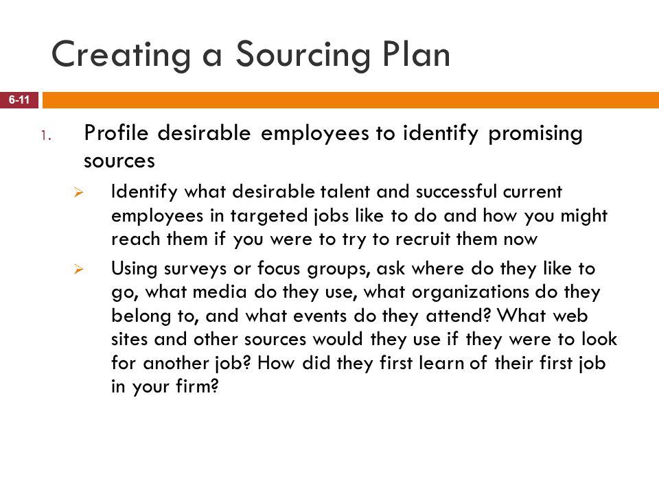 Creating a Sourcing Plan