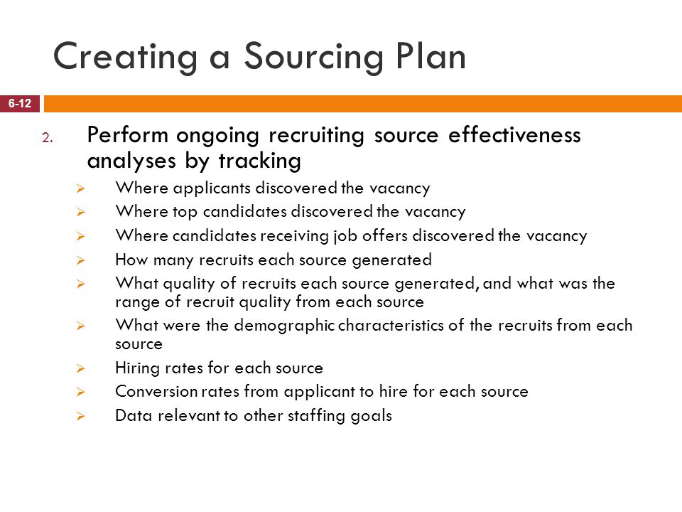 Creating a Sourcing Plan