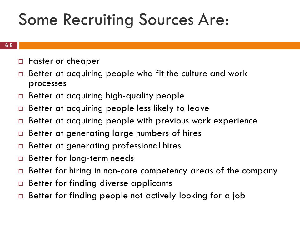 Some Recruiting Sources Are: