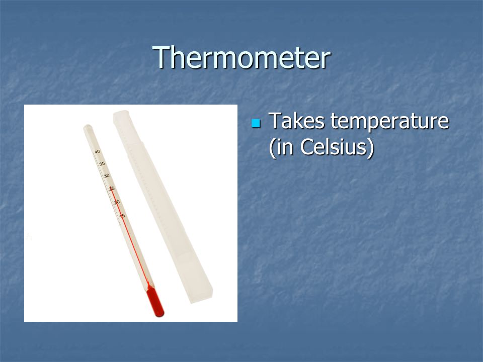 Thermometer Takes temperature (in Celsius)