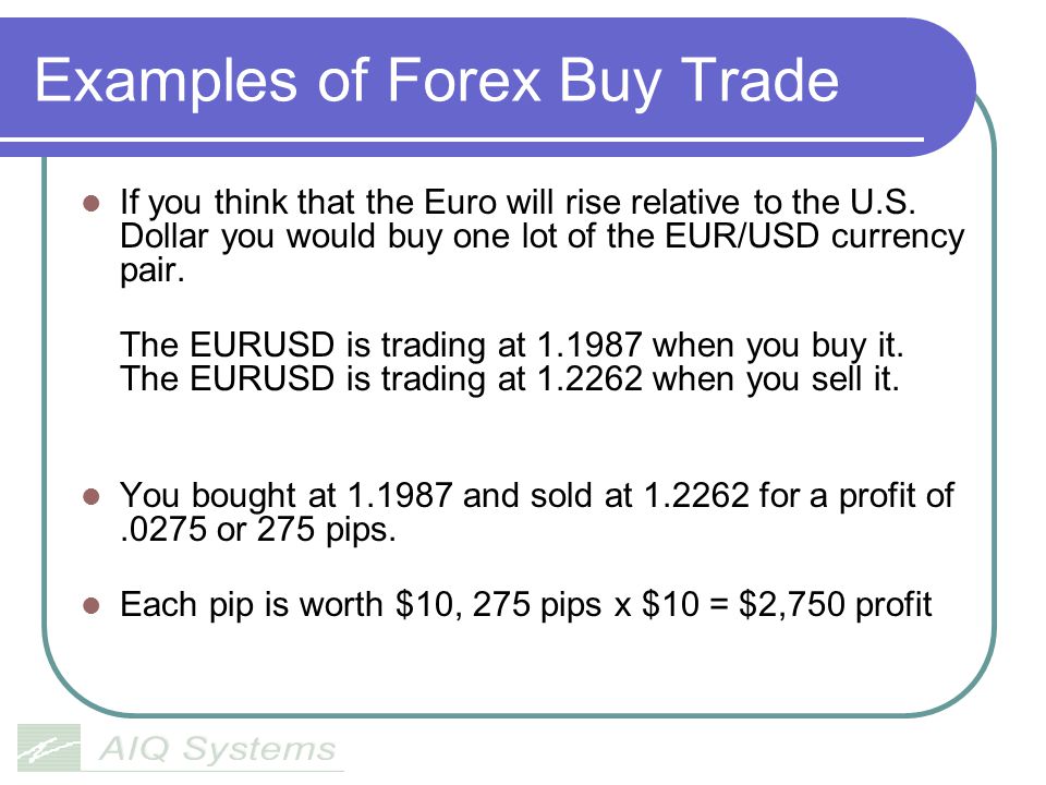 Forex pip example