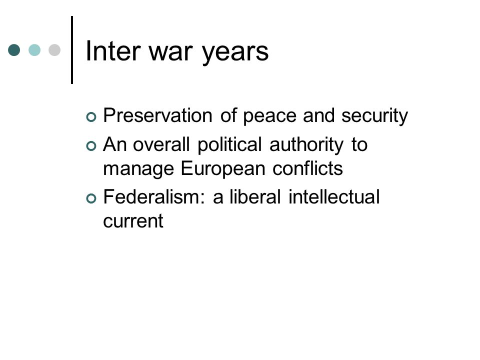 Inter war years Preservation of peace and security