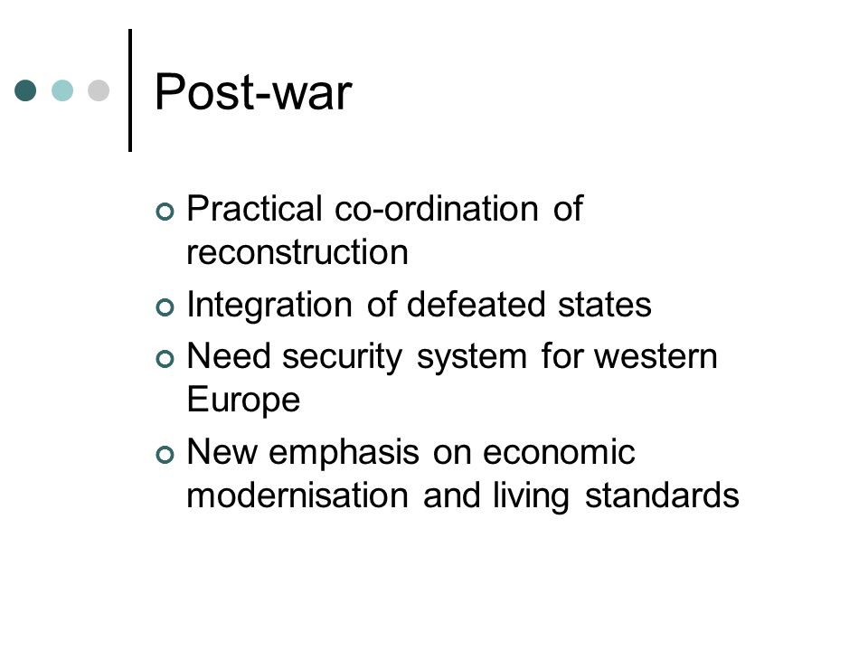 Post-war Practical co-ordination of reconstruction