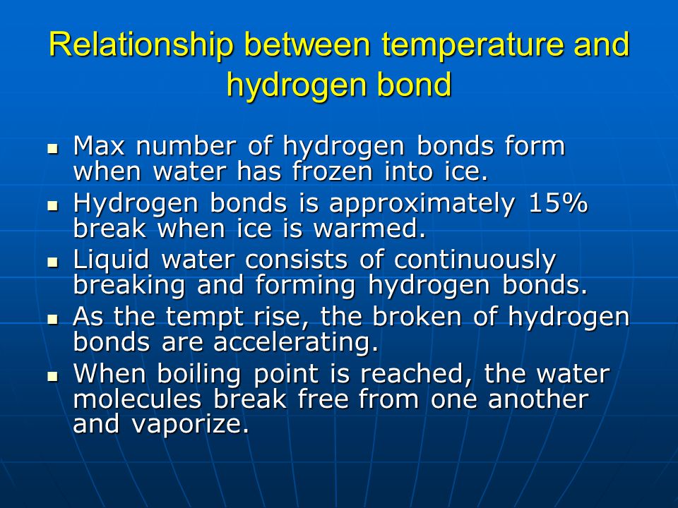 Relationship between temperature and hydrogen bond