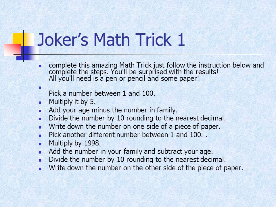 Joker’s Math Trick 1