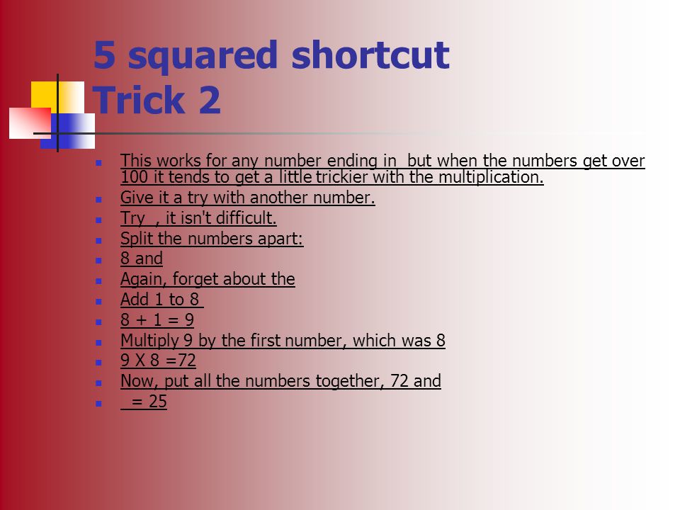5 squared shortcut Trick 2