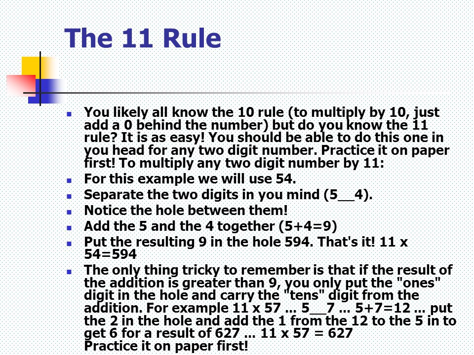 The 11 Rule