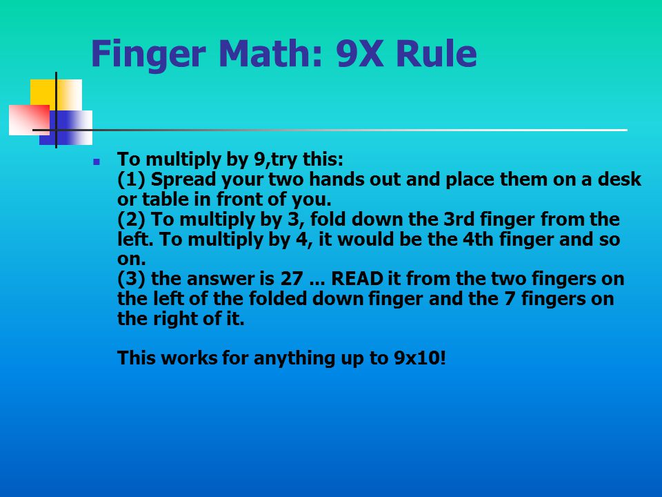 Finger Math: 9X Rule