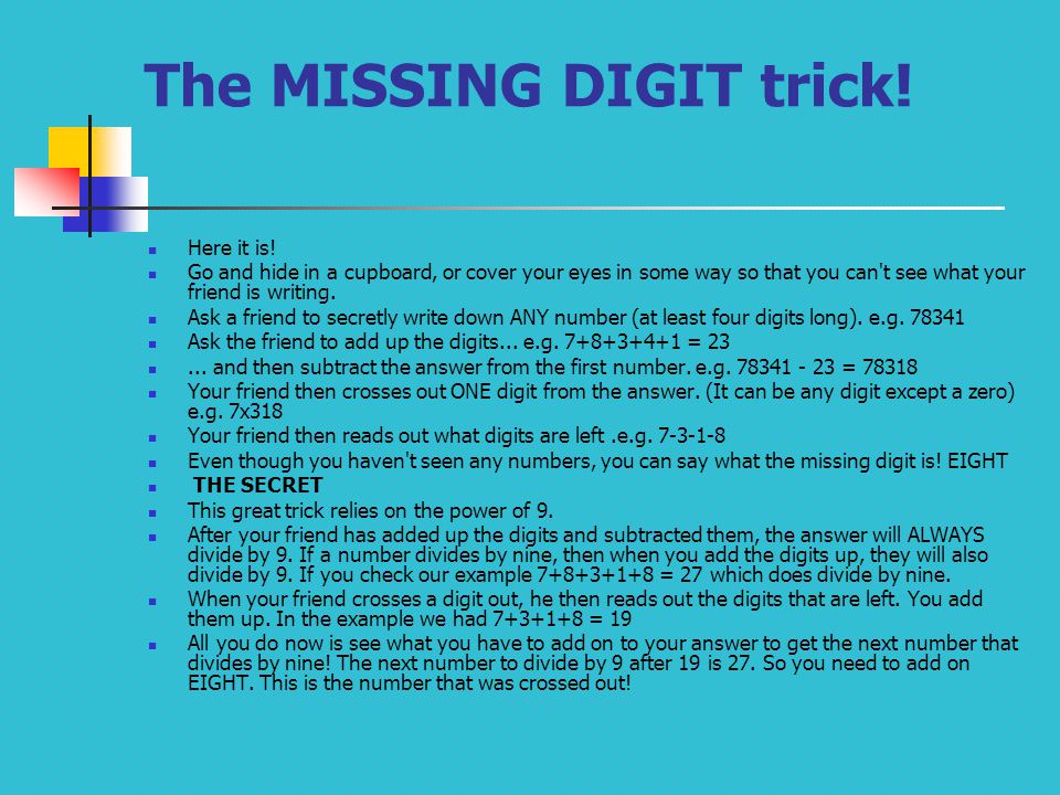 The MISSING DIGIT trick!