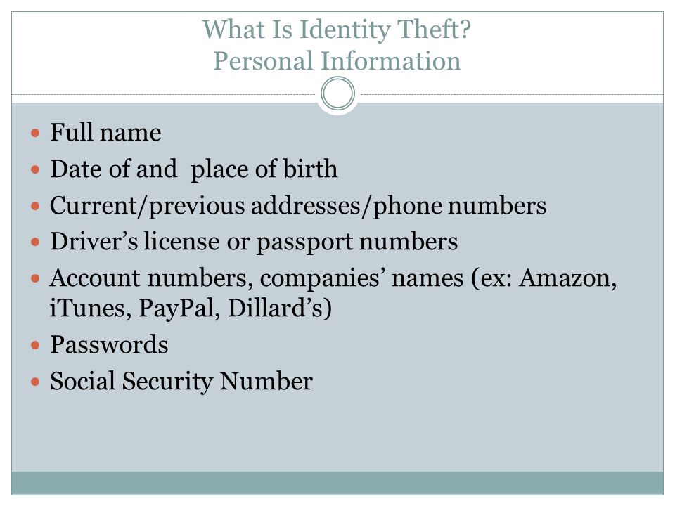 What Is Identity Theft Personal Information