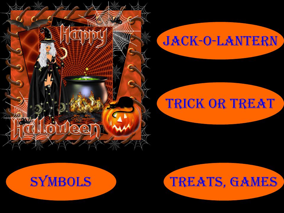 Jack-o-lantern Trick or treat symbols treats, games