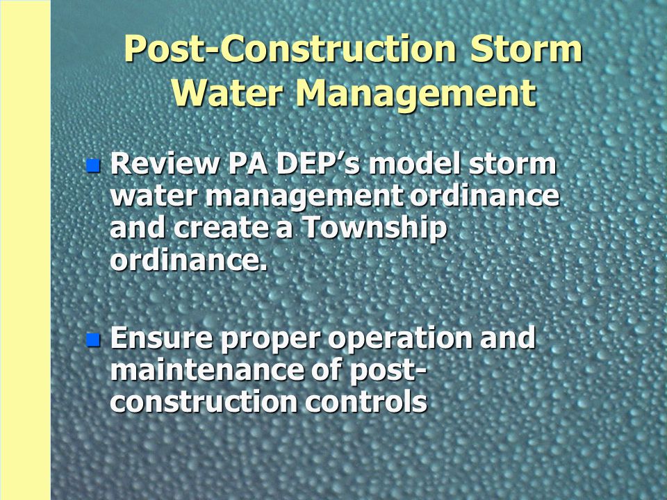 Post-Construction Storm Water Management