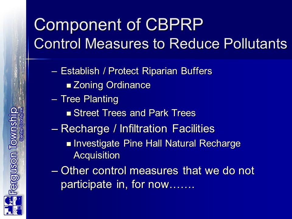 Component of CBPRP Control Measures to Reduce Pollutants