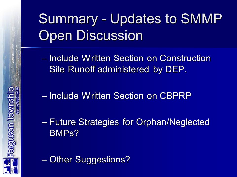 Summary - Updates to SMMP Open Discussion