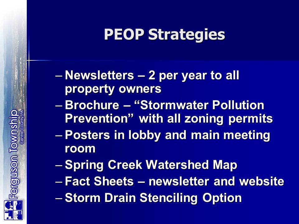 PEOP Strategies Newsletters – 2 per year to all property owners